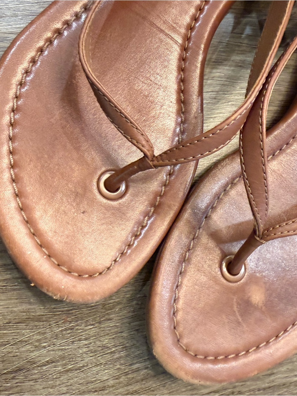 Tory Burch Tan Leather Thong Slingback Sandals Sz 8 - Picture 3 of 5